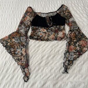 Floral Bell Sleeve Women's Top